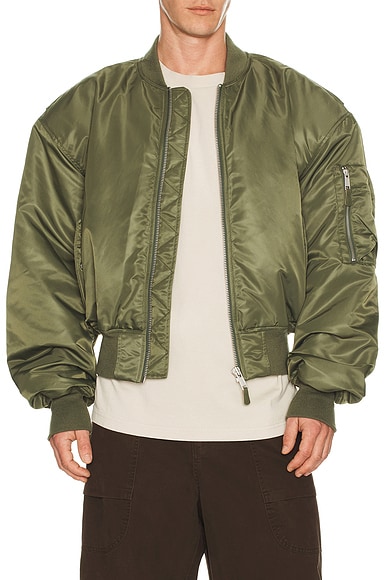 Entire Studios Cropped Broad Bomber in Khaki