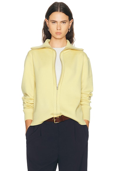 Entire Studios Knit Zip Up Jacket in Custard
