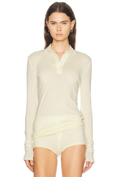 Entire Studios Long Sleeve Polo Top in Limone