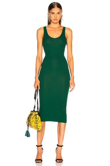 Enza Costa Rib Tank Dress in Emerald | FWRD