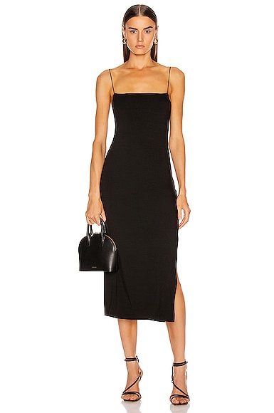 Enza Costa Strappy Side Slit Dress in Black | FWRD