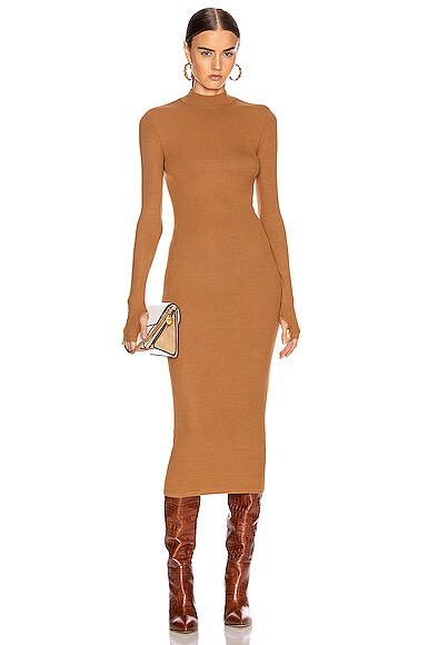 for FWRD Rib Mock Neck Midi Dress