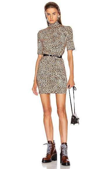 Half Sleeve Turtleneck Mini Dress