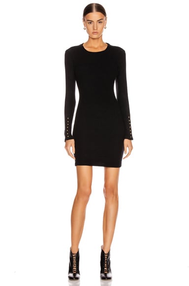 Click to view more detailed imagery on our partner's website Enza Costa Sweater Knit Button Cuff Mini Dress In Black