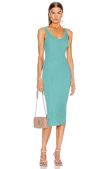 Enza Costa Silk Rib Tank Midi Dress in Quiet Wave | FWRD