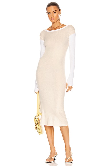 Cashmere Colorblock Long Sleeve Crew Dress