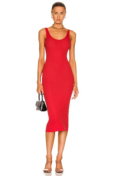Enza Costa Silk Rib Tank Midi Dress 