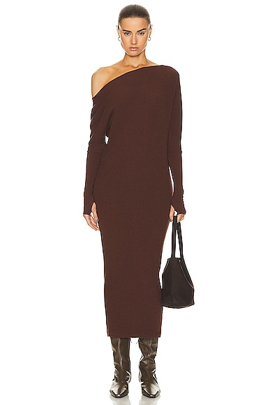 Shop Enza Costa Knit Slouch Dress In Saddle Brown