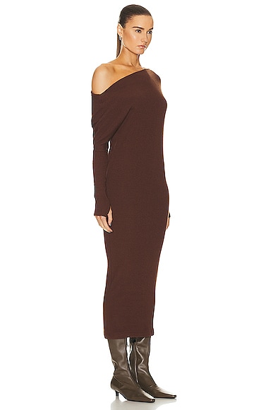 Shop Enza Costa Knit Slouch Dress In Saddle Brown