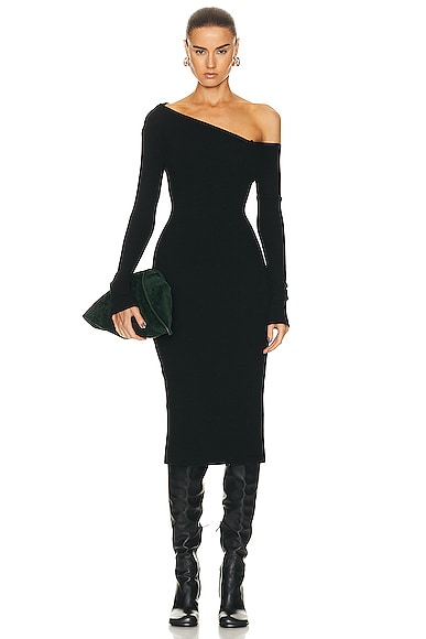 Enza Costa Knit One Shoulder Dress in Black