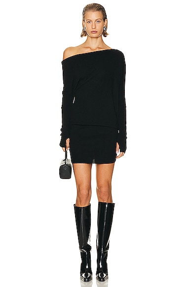 Enza Costa Slouch Sweater Dress in Black