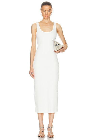 Enza Costa Textured Jacquard Tank Dress in Off White
