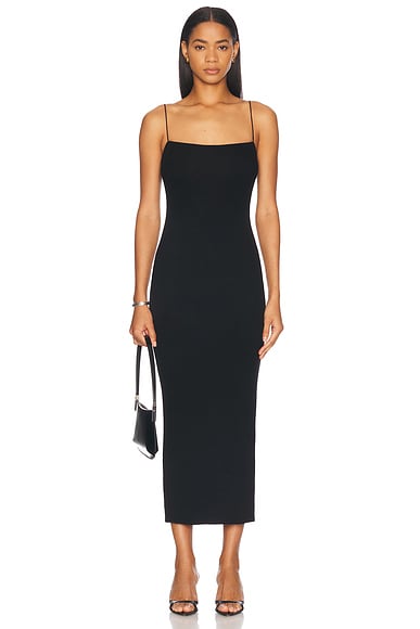 Enza Costa Silk Knit Jersey Essential Strappy Dress in Black