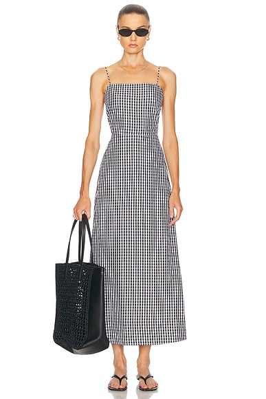 Enza Costa Textured Gingham Dress in Black Gingham
