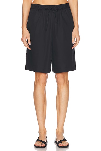 Enza Costa Poplin Resort Short in Black