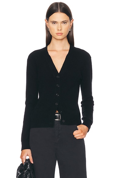 Enza Costa Powder Cashmere Knit Cardigan in Black