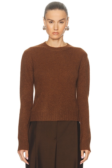 Enza Costa Cashmere Easy Long Sleeve Crewneck Sweater in Hazel