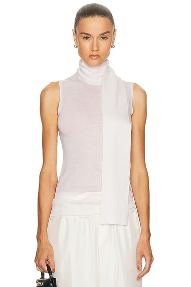 Enza Costa Tissue Cashmere Sleeveless Scarf Sweater in Undyed