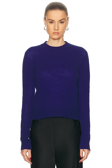 Enza Costa Cashmere Easy Long Sleeve Crewneck Sweater in Cobalt
