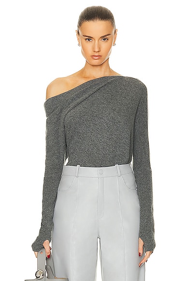 Enza Costa Souch Sweater in Heather Grey
