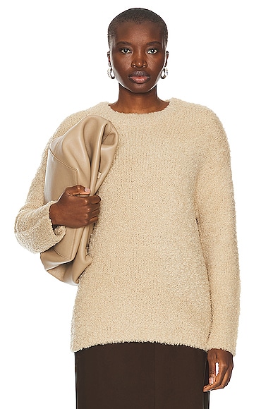 Enza Costa Oversized Long Sleeve Crew Sweater in Clay
