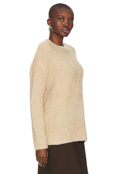 Shop Enza Costa Oversized Long Sleeve Crew Sweater In Clay