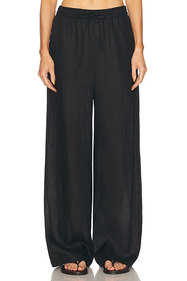 Gala Pants Black in Viscose and Virgin Wool – The Row