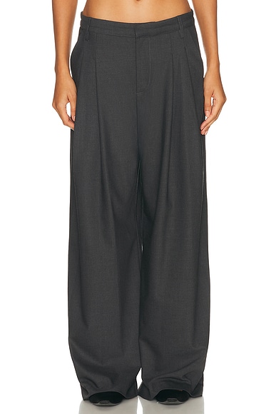 Enza Costa Easy Pleated Wide Leg Pant in Charcoal