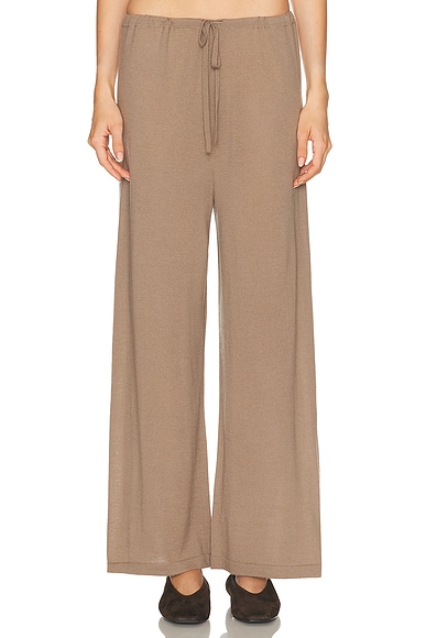 Enza Costa Tissue Cashmere Drawcord Pant in Walnut