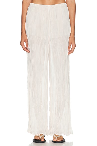 Enza Costa Plisse Palazzo Pant in Champagne