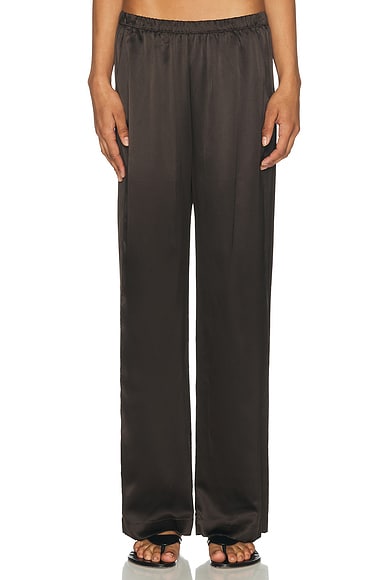 Enza Costa Silk Satin Everywhere Pant in Olive Bronze