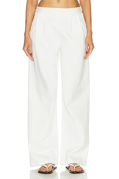 Enza Costa Soft Touch Pleated Wide Leg Pant in Undyed