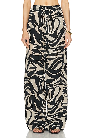 Enza Costa Resort Pant in Abstract Tropical Cupro