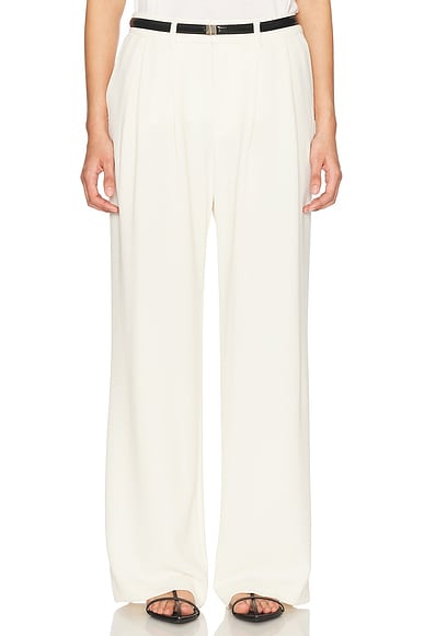 Enza Costa Crepe Mid Rise Trouser in Cream