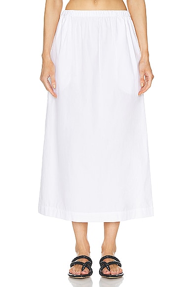 Enza Costa Poplin Resort Skirt in White