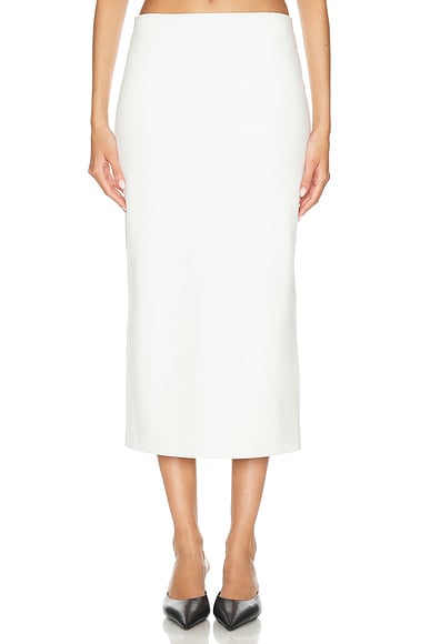 Enza Costa Rib Sweater Knit Pencil Skirt in White FWRD