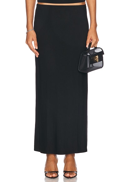 Enza Costa Silk Knit Bias Skirt in Black