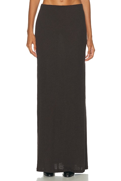 Enza Costa Cashmere Bias Skirt in Dark Brown