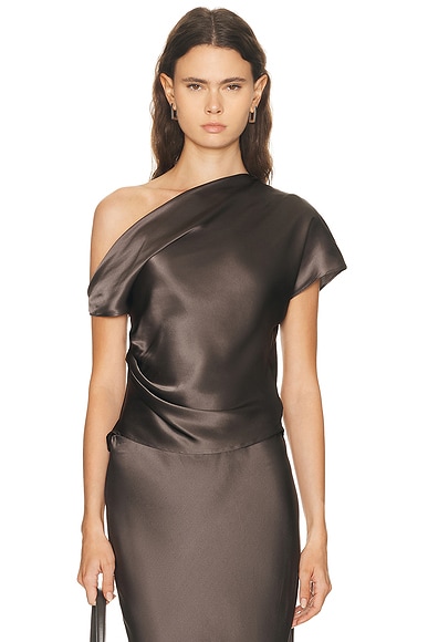 Silk Satin Asymmetric Drape Top