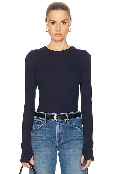 Cashmere Easy Cuffed Crewneck Top