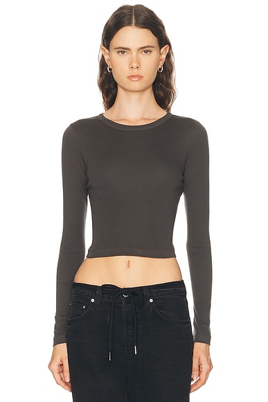 Supima Baby Rib Long Sleeve Cropped Top