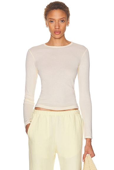 Fine Supima Cotton Long Sleeve Crewneck Top