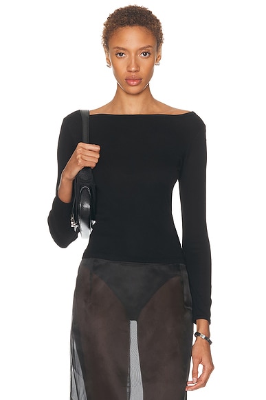 Fine Supima Cotton Long Sleeve Boatneck Top