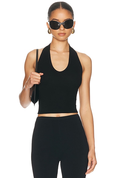 Silk Rib U Neck Halter Top