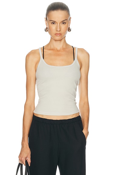 Enza Costa Cotton Rib Cami Tank Top in Champagne