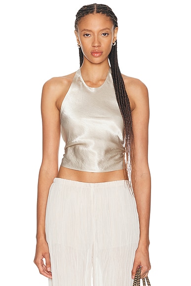 Textured Satin Halter Scarf Top