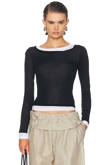 Tissue Jersey Layered Long Sleeve Top