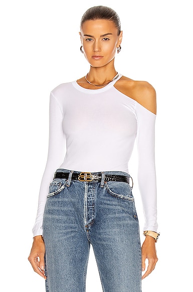 Enza Costa Exposed Shoulder Top in White