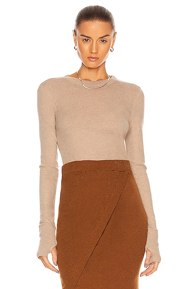 enza costa cuffed crew neck top