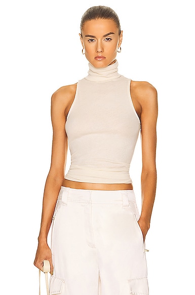 Enza Costa Cashmere Halter Turtleneck Tank in Neutral
